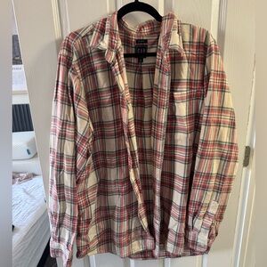 GAP Men’s Red and Cream Plaid Button-Down Shirt